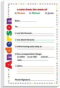 Colorful Dashes Excuse Pad | Personalized School Notepads for Kids | Custom Printed School Pads | Excuse Pad | Stationery for School | School Supplies