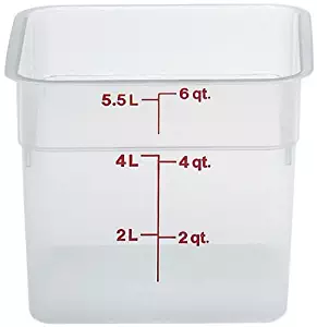 Cambro 6SFSPP190 CamSquare Storage Container, Translucent, 6 qt.