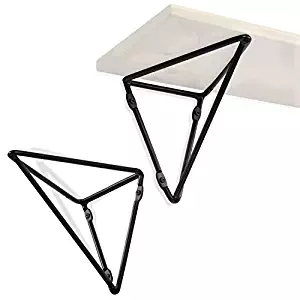 Wallniture Prismo Multipurpose Wall Mount Geometric Brackets for Floating Shelf - DIY Shelving Triangle Design - Iron Set of 2