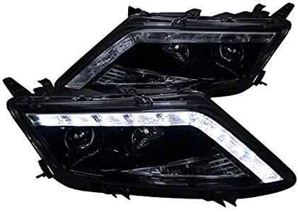 Spec-D Tuning LHP-FUS10G-TM Ford Fusion Sedan Glossy Black Led drl Smoked Projector Headlights