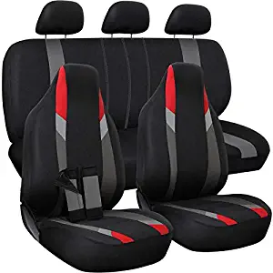 Motorup America Auto Seat Cover Full Set - Fits Select Vehicles Car Truck Van SUV - Newly Designed Mesh - Red, Gray, Black