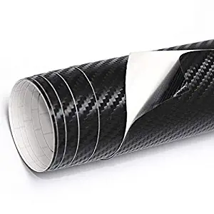 Motorup America Carbon Fiber Vinyl Wrap (12" x 50" Inch Roll) Auto Film Wrap Sticker - 3D Black