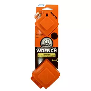 Camco RhinoFLEX 6-in-1 Sewer Cleanout Plug Wrench with Easy Grip Handle- Easily Loosen Any RV Dump Station Cap with Universal Design, 3" or 4" Male and Female Sewer Cleanout Plugs (39755)