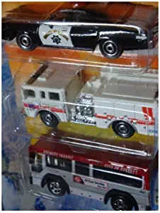 Matchbox Detailed Diecast Peirce Dash Fire Truck, City Bus, '78 Dodge Monaco Police Car - 1:64 Scale Collector