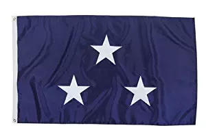 U.S. Navy 3-Star Vice Admiral Indoor Outdoor Appliqued Nylon Flag Grommets 2' X 3'