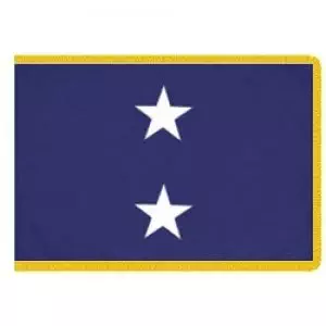 U.S. Navy 2-Star Rear Admiral Indoor Outdoor Appliqued Nylon Flag Lined Pole Hem and 2" Yellow Gold Fringe 3' X 5'