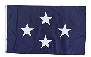 U.S. Navy 4-Star Admiral Indoor Outdoor Appliqued Nylon Flag Grommets 3' X 5'