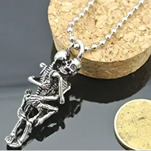 konkanok shop Men Infinity Tibet Silver Stainless Steel Skull Charm Pendant Chain Necklace New
