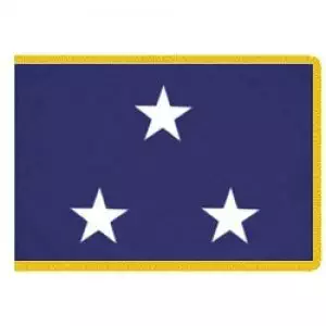 U.S. Navy 3-Star Vice Admiral Indoor Outdoor Appliqued Nylon Flag Lined Pole Hem and 2" Yellow Gold Fringe 3' X 5'