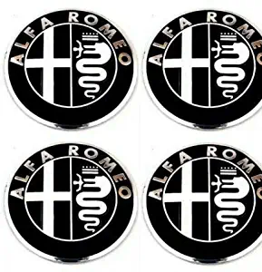 4 x Alfa Romeo 56mm Wheel Centre Cap Sticker Logo Emblem Black&White Stickers