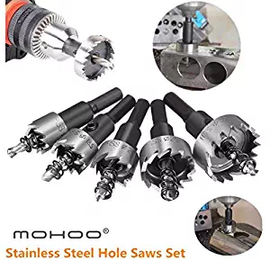 MOHOO 5PCS 16-30MM HSS Drill Bit Hole Saws Set Stainless High Speed Steel Metal Alloy