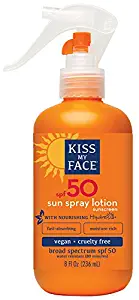 Kiss My Face Sun Spray Natural Sunscreen Lotion With Hydresia SPF 50 Sunblock, 8 oz