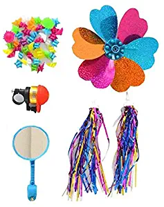 ASTRQLE 5 Kinds of Bicycle Accessories Kid's Children Bike Scooter Bell Ring Mirror Flower Pinwheel Star Handlebar Streamers Colour Ribbons Grips Sparkle Tassel Bike Carrier Parts