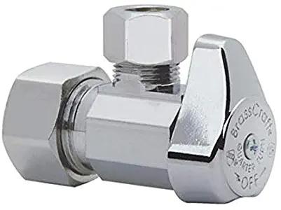 BrassCraft G2CR19X C1 1/2 in. NOM Comp Inlet x 3/8 in. OD Compression Outlet Chrome Plated Brass 1/4 Turn Angle Valve - 3 Pack