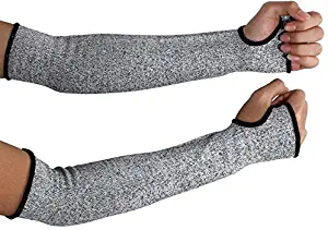 Cut Resistant Sleeves with Thumb Hole, Level 5 Protection, Slash Resistant Safety Protective Arm Sleeves, 14 inch long, Large (Arm width 4-8 inch)sold by Pair(2 Pieces)