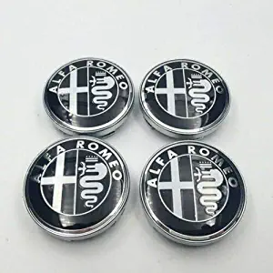 New 4X 60mm ALFA Romeo Wheel Center Caps Logo Hub Caps Black-White