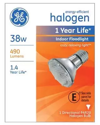 G E Lighting 69163 Halogen Floodlight Bulb, Indoor, Par 20, 38-Watt - Quantity 6