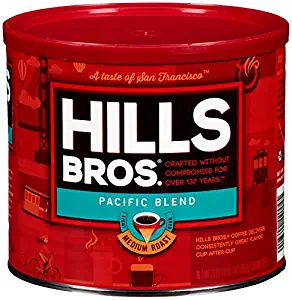 Hills Bros Pacific Blend Ground Coffee, Medium Roast Coffee, 23 Oz. Can - Rare Coffee Beans from the Pacific Tropics, Smooth and Slightly Sweet Flavor