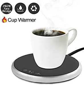 Coffee Mug Warmer Electric Smart Beverage Warmer with Timer & Temperature Control for Office/Home Suitable for Water,Cocoa,Milk & Coffee Electric Cup Beverage Plate - Metallic Silver