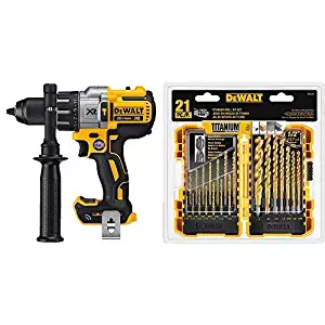 DEWALT DCD997B20V MAX XRTool Connect Hammerdrill Kit (Tool Only) with DEWALT DW1361 Titanium Pilot Point Drill Bit Set, 21-Piece