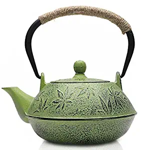 Cast Iron Teapot, Sotya Tetsubin Japanese Tea Kettle (700ml, Green)