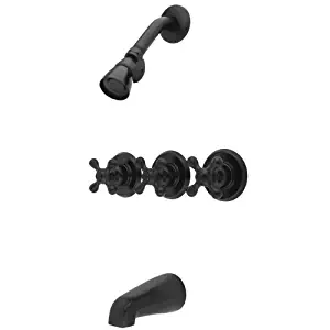 Kingston Brass KB235AX Tub and Shower Faucet with 3-Cross Handle, Oil Rubbed Bronze