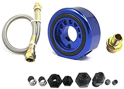 Car Engine Oil Supply Filter Adapter Aluminum Line Conversion Kit Fit for Acura Honda LS B20 Block (Blue)