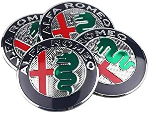 4PCS 56MM Silver Alfa Romeo Car Wheel Center Hub Cap Emblem Stickers