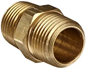 Anderson Metals 56122-08 Brass Pipe Fitting, Hex Nipple, 1/2" x 1/2" NPT Male Pipe