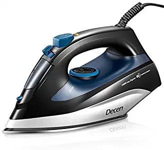 Decen Steam Iron for Clothes, Large Capacity Iron with Rapid Even Heat Scratch Resistant Stainless Steel Sole Plate, Anti-Drip, Self-Cleaning Function