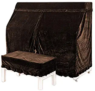 Upright Full Piano Dust Cover with Single Bench Covers, Best Velvet Protective Decorative Cloth For Universal Vertical 118-131 Piano (Fit 125-131 Piano Type)