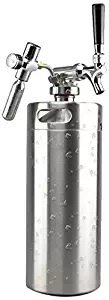 NutriChef Pressurized Growler Tap System - 128oz Stainless Steel Homebrew Mini Keg Dispenser Portable Kegerator Kit - Co2 Pressure Regulator Keeps Carbonation for Craft Beer, Draft - AZPKBRTP100