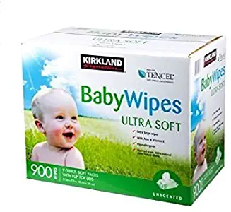 2 Pack Kirkland Signature Premium Baby Wipes Refill Unscented Ultra Soft 900ct