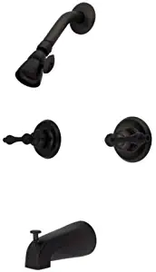 Kingston Brass KB245AL Twin Handle Tub and Shower Faucet with Decor Lever Handle, Oil Rubbed Bronze