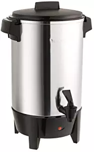 West Bend 58030 Highly Polished Aluminum Party Perk Coffee Urn Features Automatic Temperature Control Large Capacity with Quick Brewing Smooth Prep and Easy Clean Up, 30-Cup, Silver