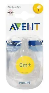 Philips Avent Airflex Silicone Nipple Newborn Flow Baby Bottle Teat 0m+ 2-Pack Great Gift for Baby Ship Worldwide