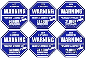 6"Real Blue Octagon-Shaped Video Surveillance System Security Door & Window Stickers 3 X 3 Inch 3M Vinyl Decals