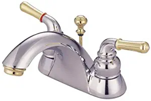 Kingston Brass KB2624 Naples 4-Inch Centerset Lavatory Faucet, Polished Chrome and Polished Brass