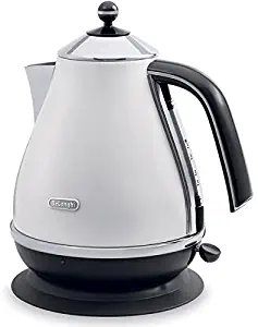 Icona 1.8-qt. White Electric Tea Kettle by DeLonghi Stainless Steel 10.43" H x 9" W x 9" D