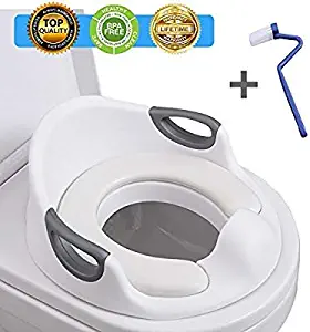 Potty Training Seat for Kids Toddlers Boys Girls Toilet Seat for Baby with Cushion Handle and Backrest Toddlers Toilet Training Seat for Baby Kids Toddlers