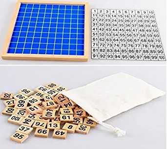 Z-COLOR Montessori Game Wooden Hundred Board Number Chart Number Grid Educational Game for Kids