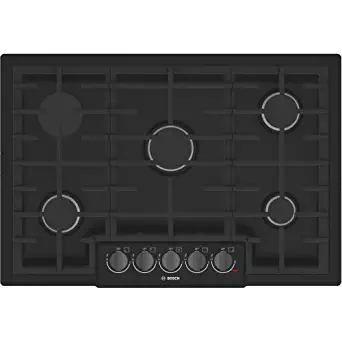 Bosch NGM8046UC 800 Series 30 Inch Wide Built-In Gas Cooktop with 5 Sealed Burne, Black