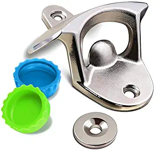 Wall Mounted Bottle Opener and Bottle Cap Catcher，Thick Sturdy Magnet for Bottle Openers ，Stainless Steel Alloy from Yehuo Store