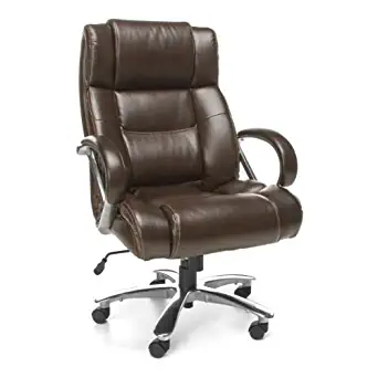 OFM Core Collection Avenger Series Big and Tall High Back Leather Executive Chair, in Brown