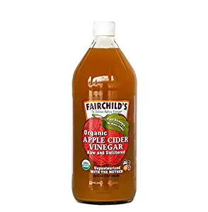Fairchild's Organic Apple Cider Vinegar with the Mother, 32 oz. Washington State organic apples, undiluted 25% stronger,no concentrate, glass bottle