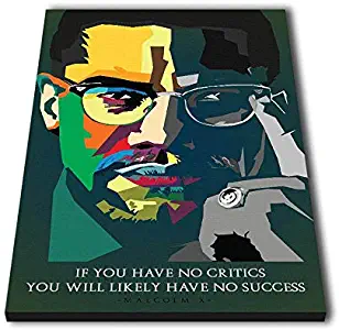 1 Panel Canvas Wall Art Malcolm X Quotes Giclee Print Painting Picture Home Modern Decor (with Framed, Size 3: 20x30inch.)