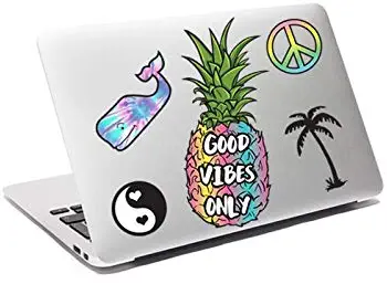 iDecoz Good Vibes Reusable Large Vinyl Decal Sticker Sheet for Your Laptop/MacBook/Pro/Air/iPad/Window/Wall/Floor/Luggage/Cars/Water Bottle & More!