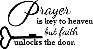 Newclew Prayer is Key to Heaven but Faith unlocks The Door Wall Art Sayings Sticker Décor Decal Prayer Church Jesus Pray ((M) 22''x11'')