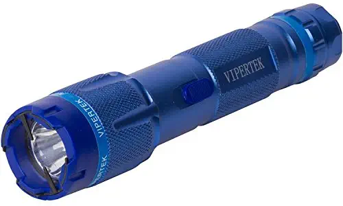 VIPERTEK VTS-T03 - Aluminum Series 53 Billion Heavy Duty Stun Gun - Rechargeable with LED Tactical Flashlight, Blue