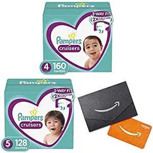 Diapers Size 4 (160 Count) and Size 5 (128 Count) - Pampers Cruisers Disposable Baby Diapers, ONE Month Supply with $20 Gift Card